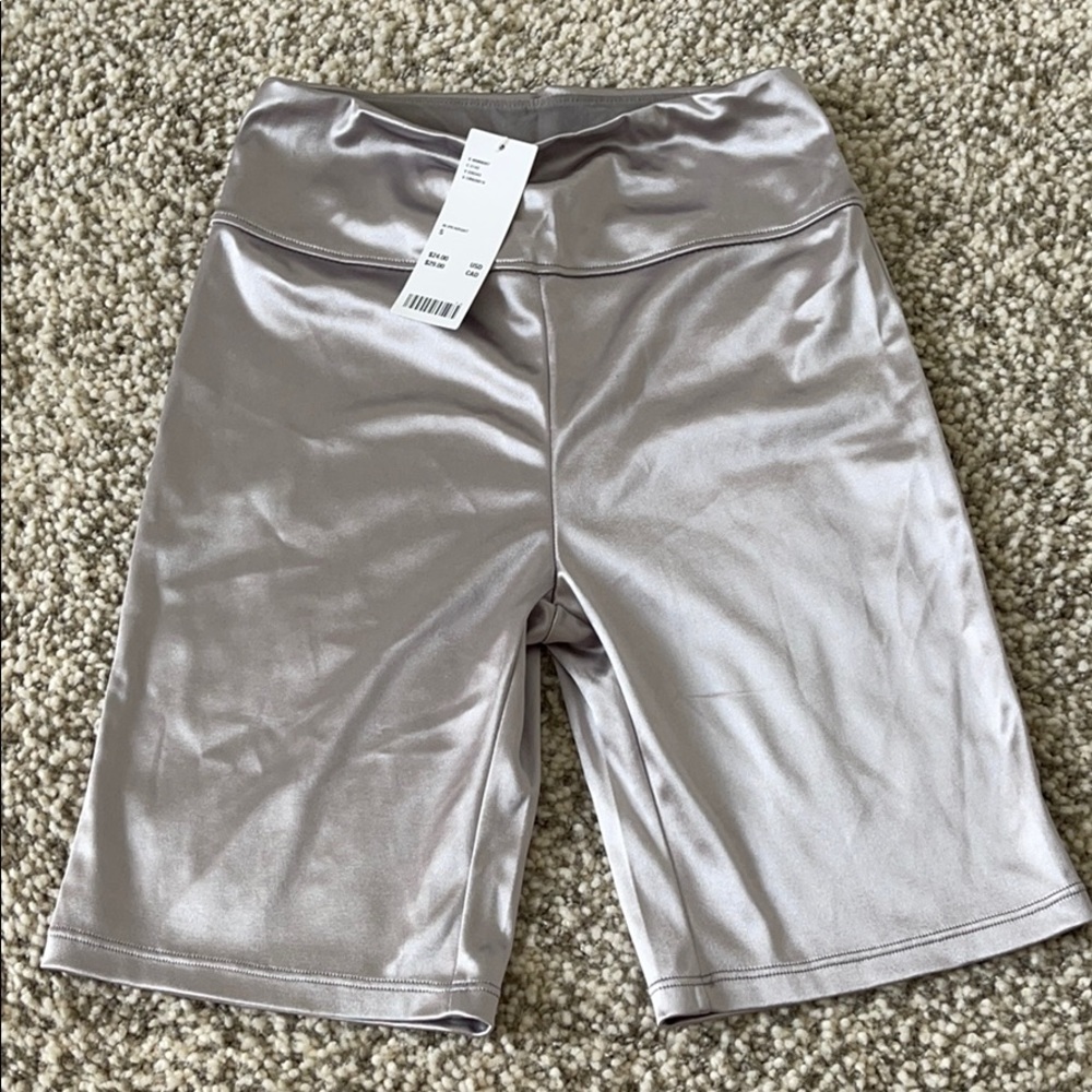 Metallic silver biker shorts from Urban